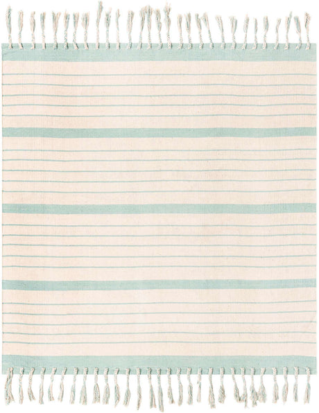 White and Aqua 7' 1 x 7' 1 Chindi Cotton Square Rug