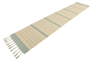 White and Aqua 3' x 12' Chindi Cotton Runner Rug