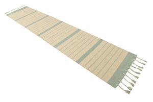 White and Aqua 3' x 12' Chindi Cotton Runner Rug