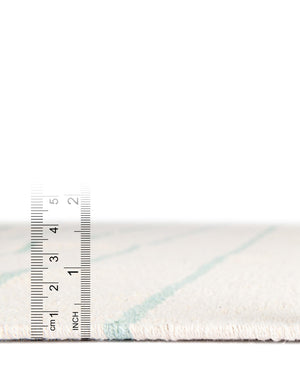 White and Aqua 3' x 10' Chindi Cotton Runner Rug