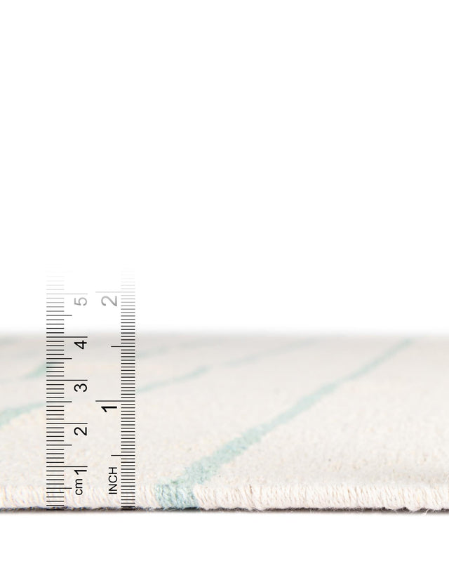 White and Aqua 3' x 10' Chindi Cotton Runner Rug