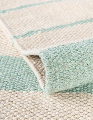 White and Aqua 3' x 10' Chindi Cotton Runner Rug