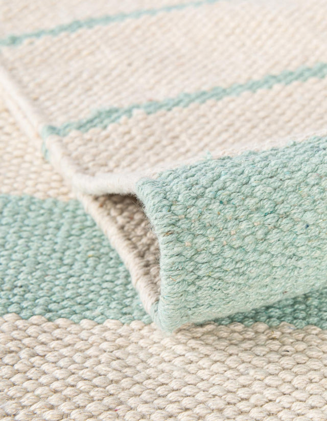 White and Aqua 3' x 10' Chindi Cotton Runner Rug