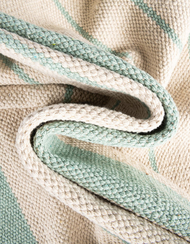 White and Aqua 3' x 10' Chindi Cotton Runner Rug