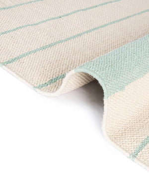 White and Aqua 3' x 10' Chindi Cotton Runner Rug