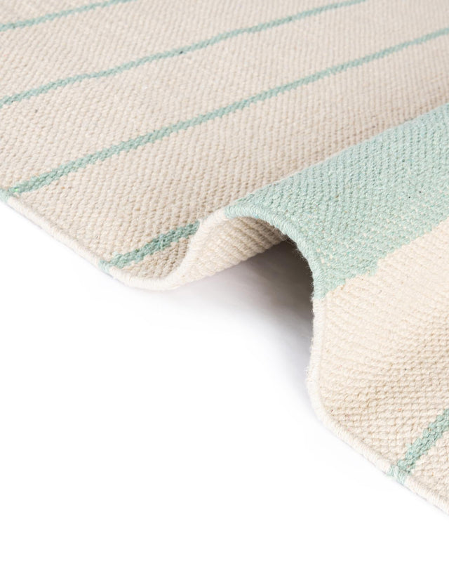 White and Aqua 3' x 10' Chindi Cotton Runner Rug