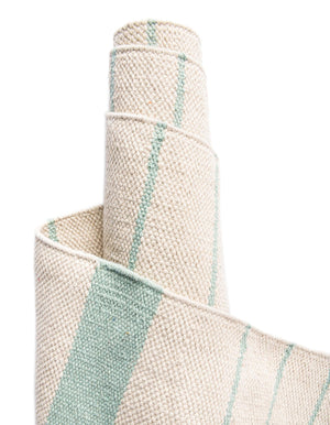 White and Aqua 3' x 10' Chindi Cotton Runner Rug