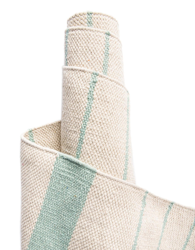 White and Aqua 3' x 10' Chindi Cotton Runner Rug