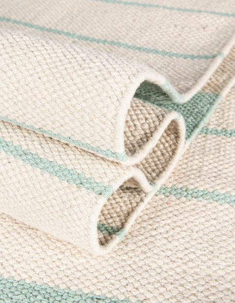 White and Aqua 3' x 10' Chindi Cotton Runner Rug