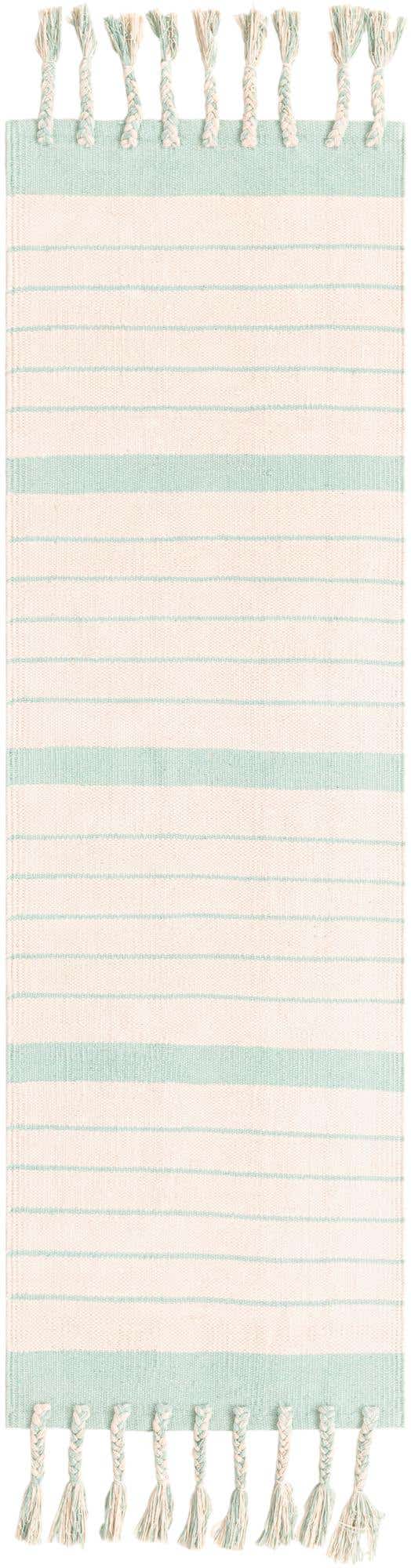 White and Aqua 2' 2 x 6' 1 Chindi Cotton Runner Rug