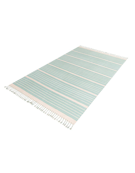 Aqua and White 10' x 14' 1 Chindi Cotton Rectangle Area Rug Interior Design Home Decor Carpet Mat for Sale at Rug Engine