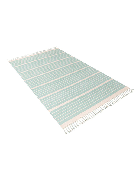 Aqua and White 10' x 14' 1 Chindi Cotton Rectangle Area Rug Interior Design Home Decor Carpet Mat for Sale at Rug Engine