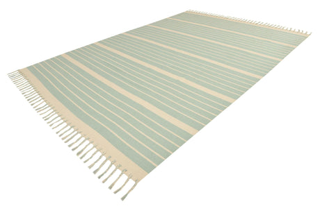 Aqua and White 9' x 12' Chindi Cotton Rectangle Area Rug Interior Design Home Decor Carpet Mat for Sale at Rug Engine