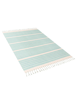 Aqua and White 8' x 10' Chindi Cotton Rectangle Rug