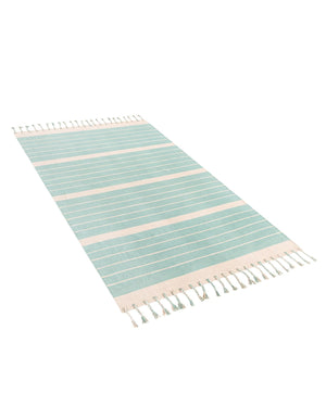 Aqua and White 6' 1 x 9' Chindi Cotton Rectangle Rug