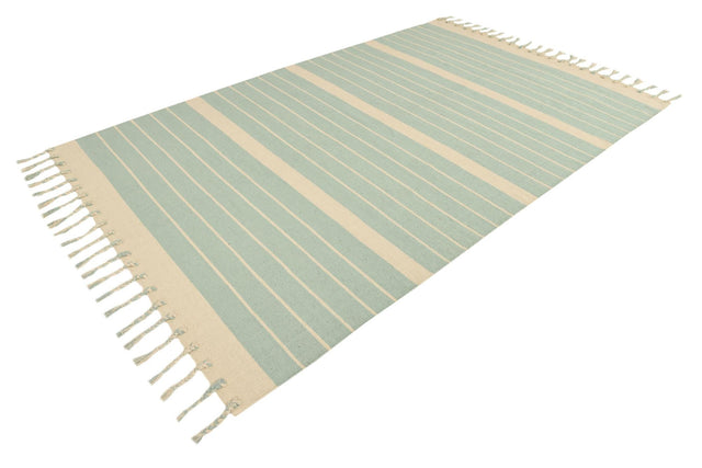 Aqua and White 6' 1 x 9' Chindi Cotton Rectangle Rug