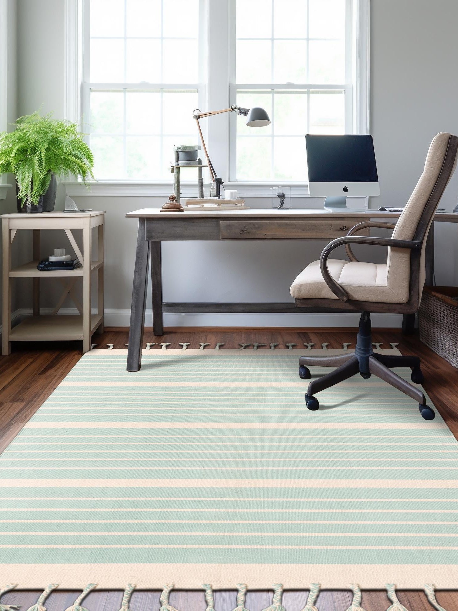 Aqua and White 8' x 10' Chindi Cotton Rectangle Area Rug Interior Design Home Decor Carpet Mat for Sale at Rug Engine