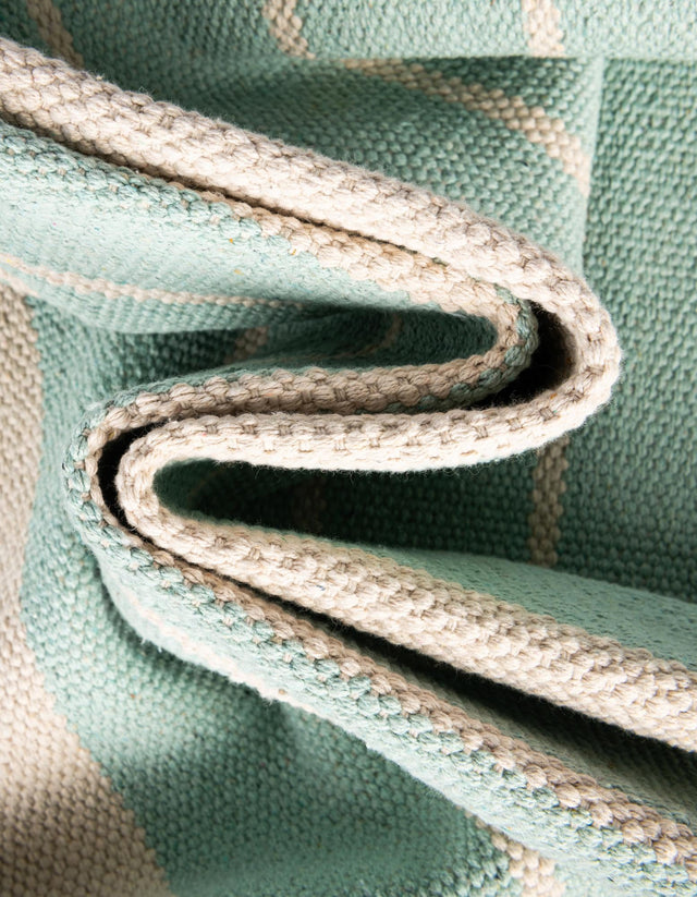 Aqua and White 8' x 10' Chindi Cotton Rectangle Rug