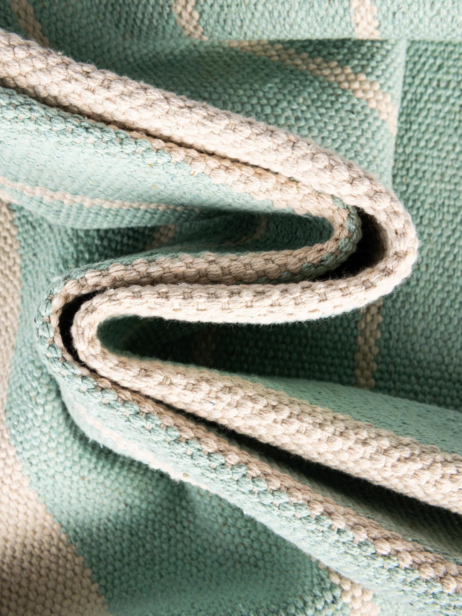 Aqua and White 4' 1 x 6' 1 Chindi Cotton Rectangle Area Rug Interior Design Home Decor Carpet Mat for Sale at Rug Engine