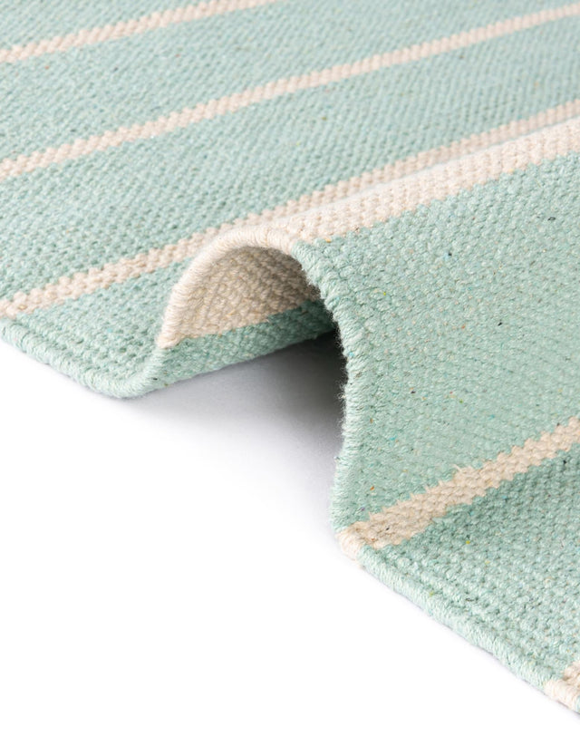 Aqua and White 8' x 10' Chindi Cotton Rectangle Rug