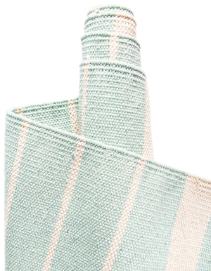 Aqua and White 4' 1 x 6' 1 Chindi Cotton Rectangle Rug