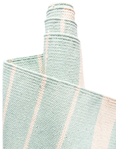 Aqua and White 4' 1 x 6' 1 Chindi Cotton Rectangle Area Rug Interior Design Home Decor Carpet Mat for Sale at Rug Engine