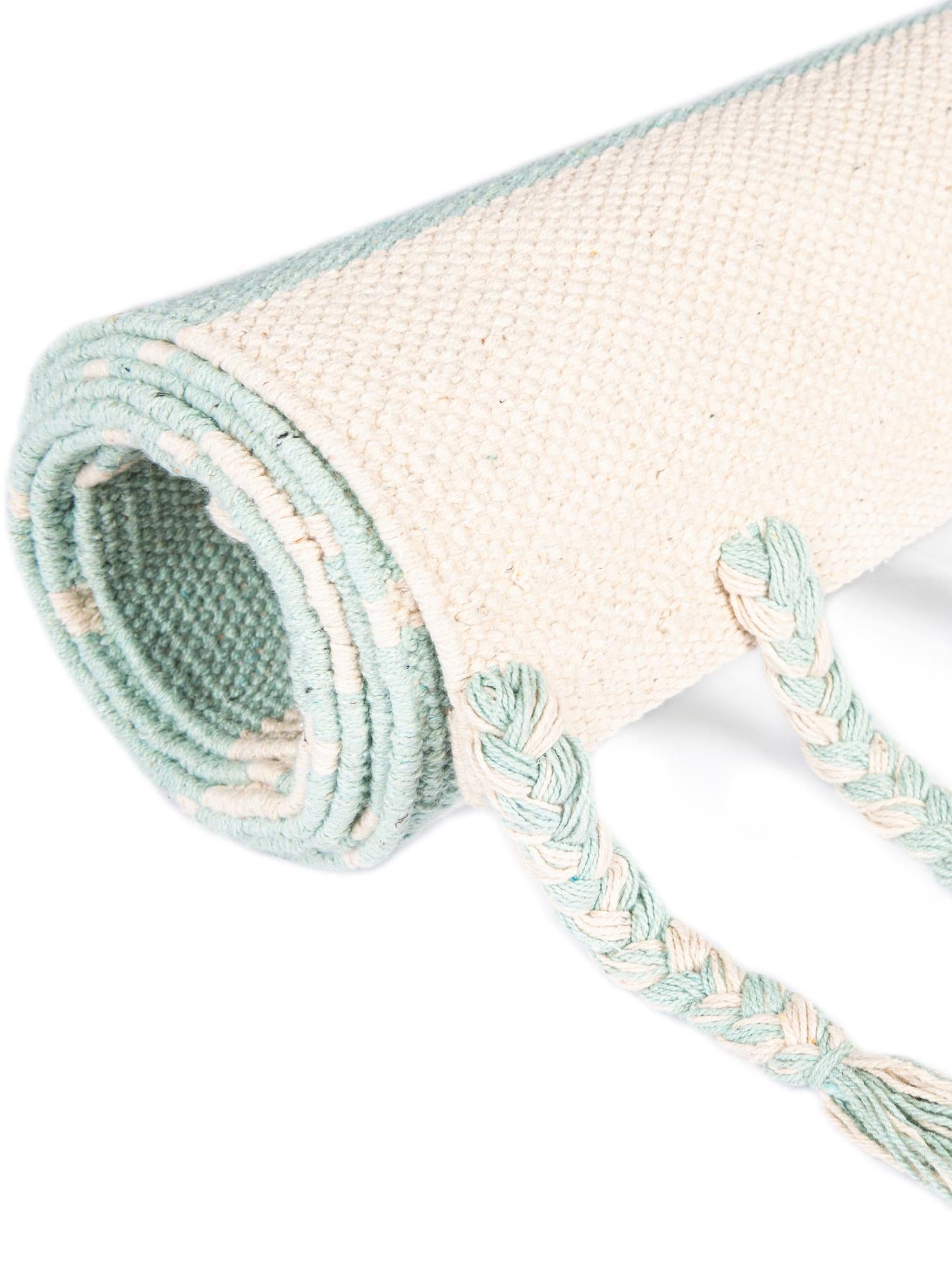 Aqua and White 8' x 10' Chindi Cotton Rectangle Area Rug Interior Design Home Decor Carpet Mat for Sale at Rug Engine