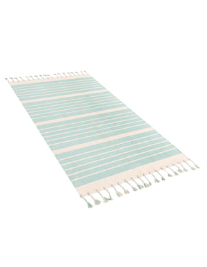 Aqua and White 5' 1 x 8' Chindi Cotton Rectangle Rug