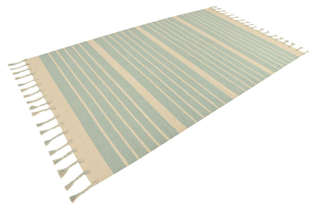 Aqua and White 5' 1 x 8' Chindi Cotton Rectangle Rug