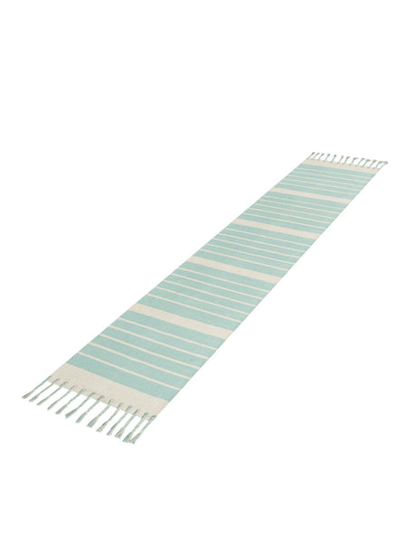 Aqua and White 2' 7 x 10' Chindi Cotton Runner Area Rug Interior Design Home Decor Carpet Mat for Sale at Rug Engine