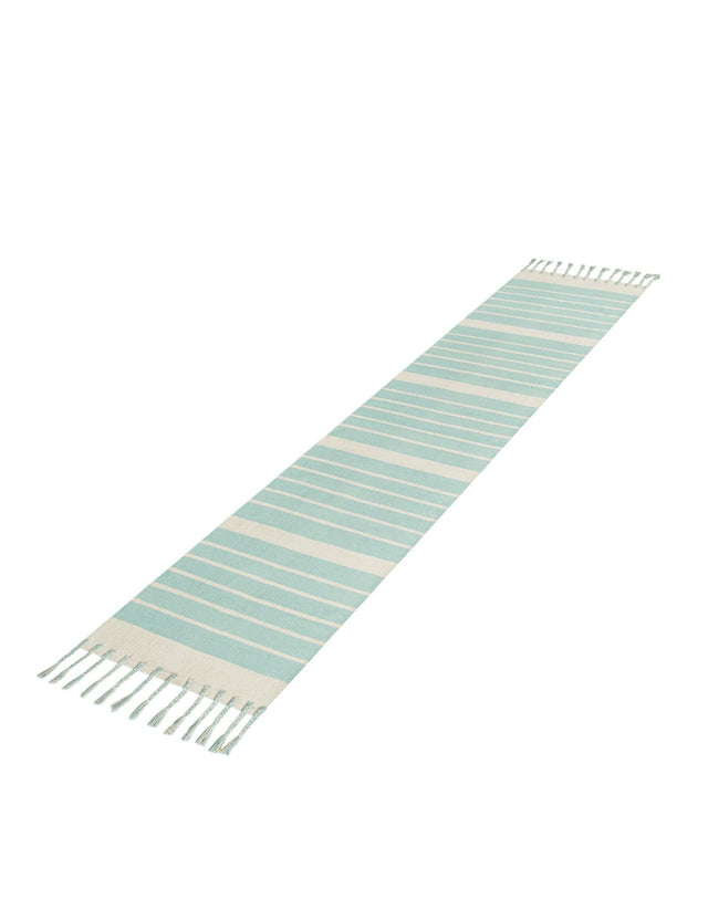 Aqua and White 3' x 10' Chindi Cotton Runner Rug