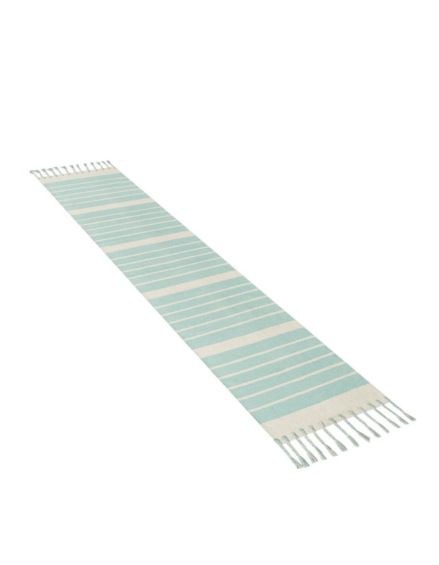 Aqua and White 3' x 10' Chindi Cotton Runner Rug