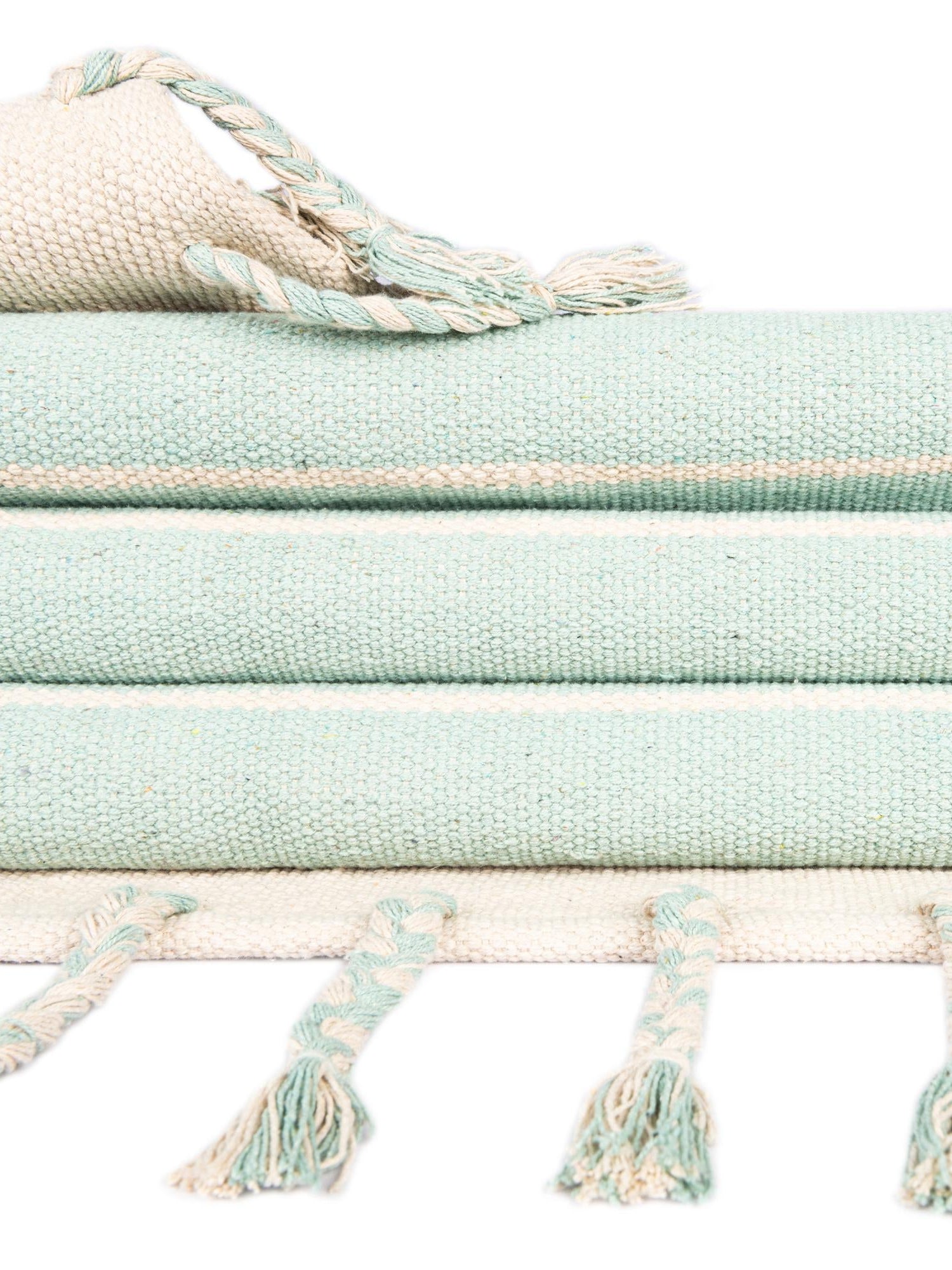 Aqua and White 2' 7 x 12' Chindi Cotton Runner Area Rug Interior Design Home Decor Carpet Mat for Sale at Rug Engine