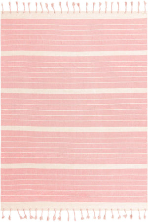Pink and White 8' x 10' Chindi Cotton Rectangle Rug