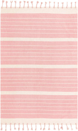 Pink and White 6' 1 x 9' Chindi Cotton Rectangle Rug