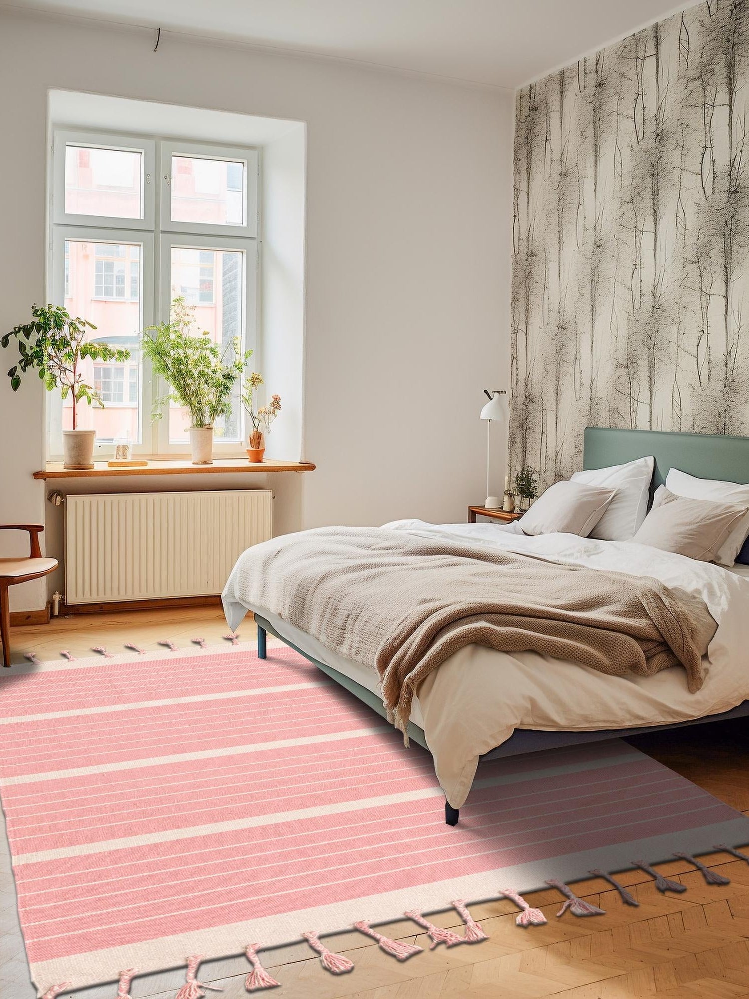 Pink and White 10' x 14' 1 Chindi Cotton Rectangle Area Rug Interior Design Home Decor Carpet Mat for Sale at Rug Engine