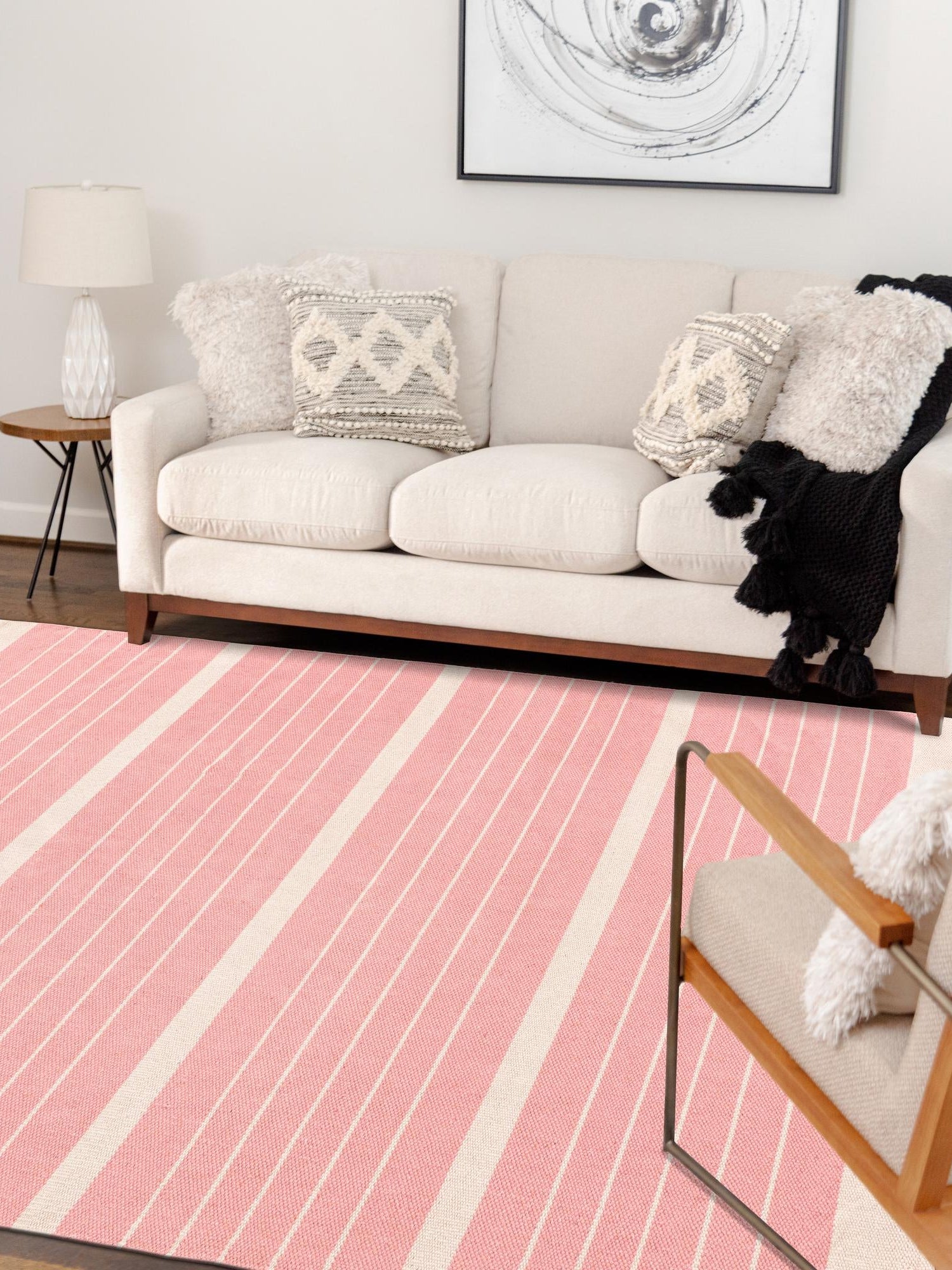 Pink and White 2' x 3' 1 Chindi Cotton Rectangle Area Rug Interior Design Home Decor Carpet Mat for Sale at Rug Engine