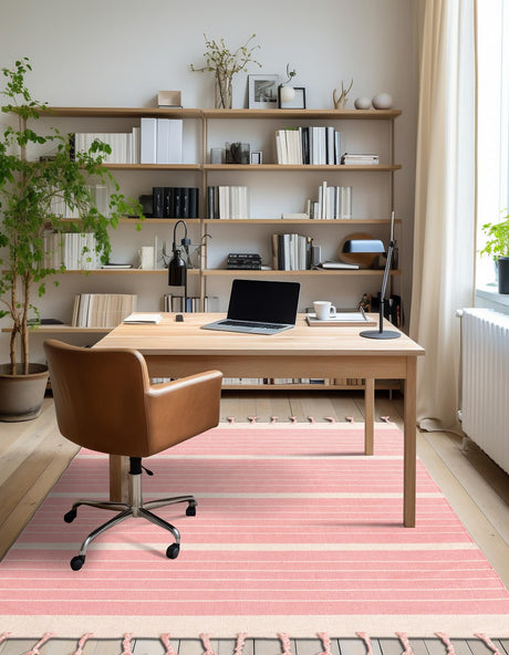 Pink and White 8' x 10' Chindi Cotton Rectangle Area Rug Interior Design Home Decor Carpet Mat for Sale at Rug Engine