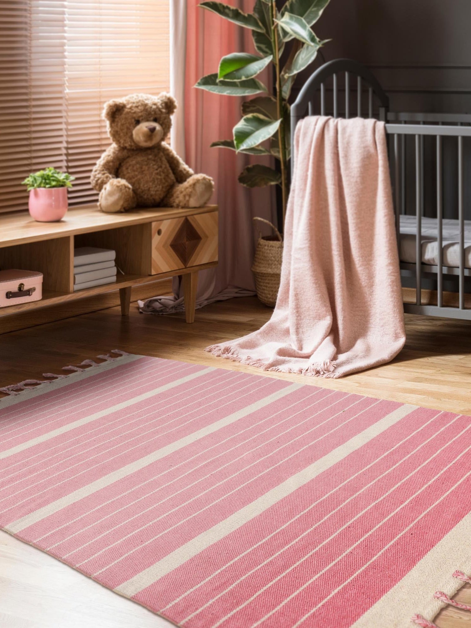 Pink and White 10' x 14' 1 Chindi Cotton Rectangle Area Rug Interior Design Home Decor Carpet Mat for Sale at Rug Engine