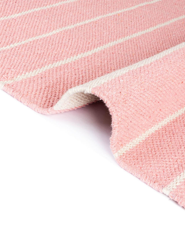 Pink and White 4' 1 x 6' 1 Chindi Cotton Rectangle Rug
