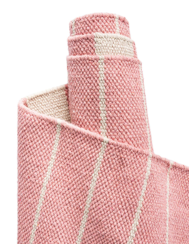 Pink and White 4' 1 x 6' 1 Chindi Cotton Rectangle Rug