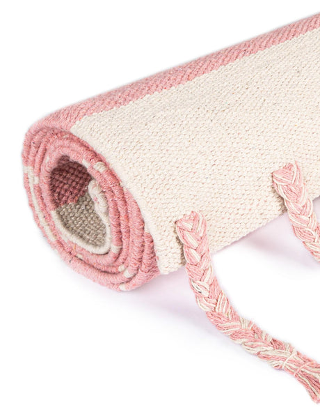 Pink and White 2' x 3' 1 Chindi Cotton Rectangle Area Rug Interior Design Home Decor Carpet Mat for Sale at Rug Engine