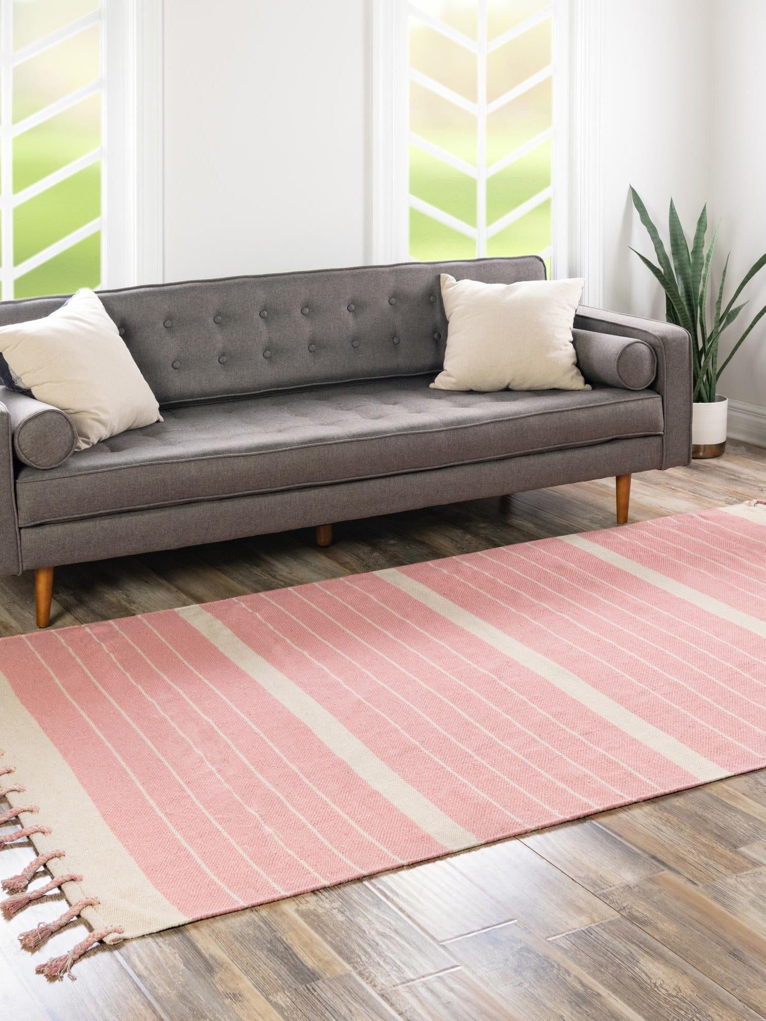 Pink and White 2' x 3' 1 Chindi Cotton Rectangle Area Rug Interior Design Home Decor Carpet Mat for Sale at Rug Engine