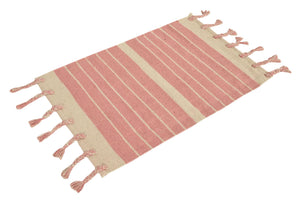 Pink and White 4' 1 x 6' 1 Chindi Cotton Rectangle Rug