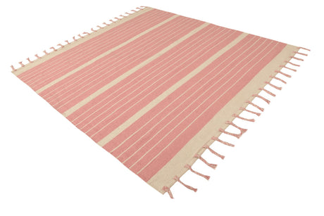 Pink and White 7' 1 x 7' 1 Chindi Cotton Square Area Rug Interior Design Home Decor Carpet Mat for Sale at Rug Engine
