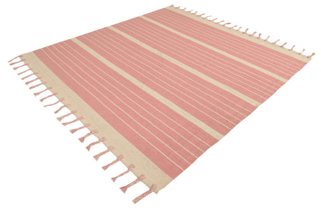 Pink and White 7' 1 x 7' 1 Chindi Cotton Square Area Rug Interior Design Home Decor Carpet Mat for Sale at Rug Engine