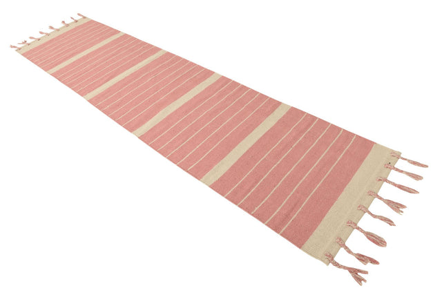 Pink and White 3' x 10' Chindi Cotton Runner Rug