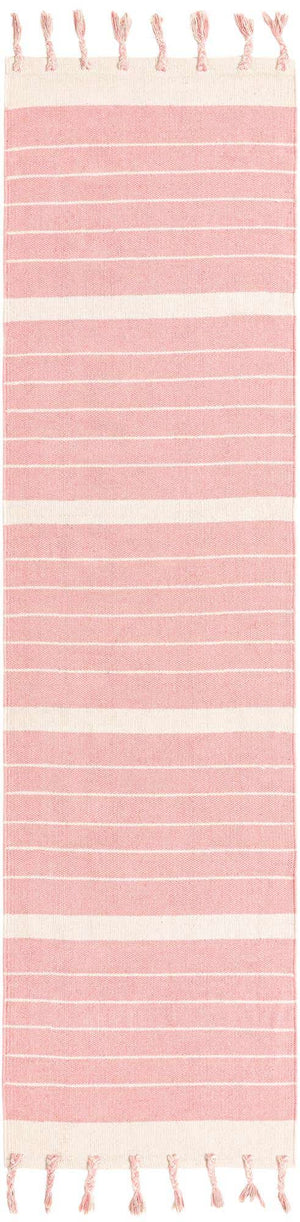 Pink and White 3' x 10' Chindi Cotton Runner Rug