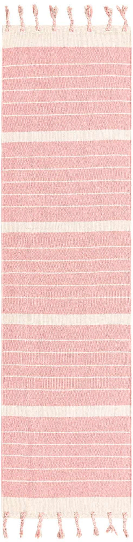 Pink and White 3' x 10' Chindi Cotton Runner Rug