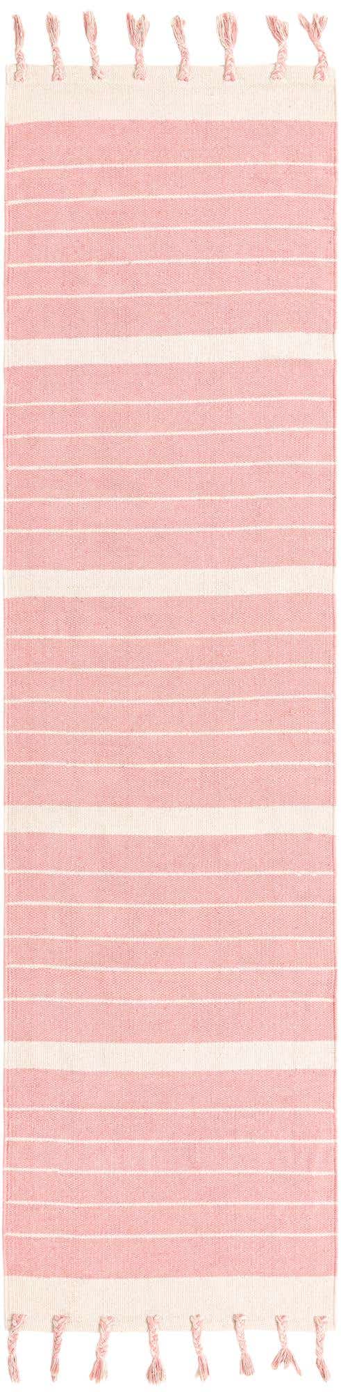 Pink and White 3' x 10' Chindi Cotton Runner Rug